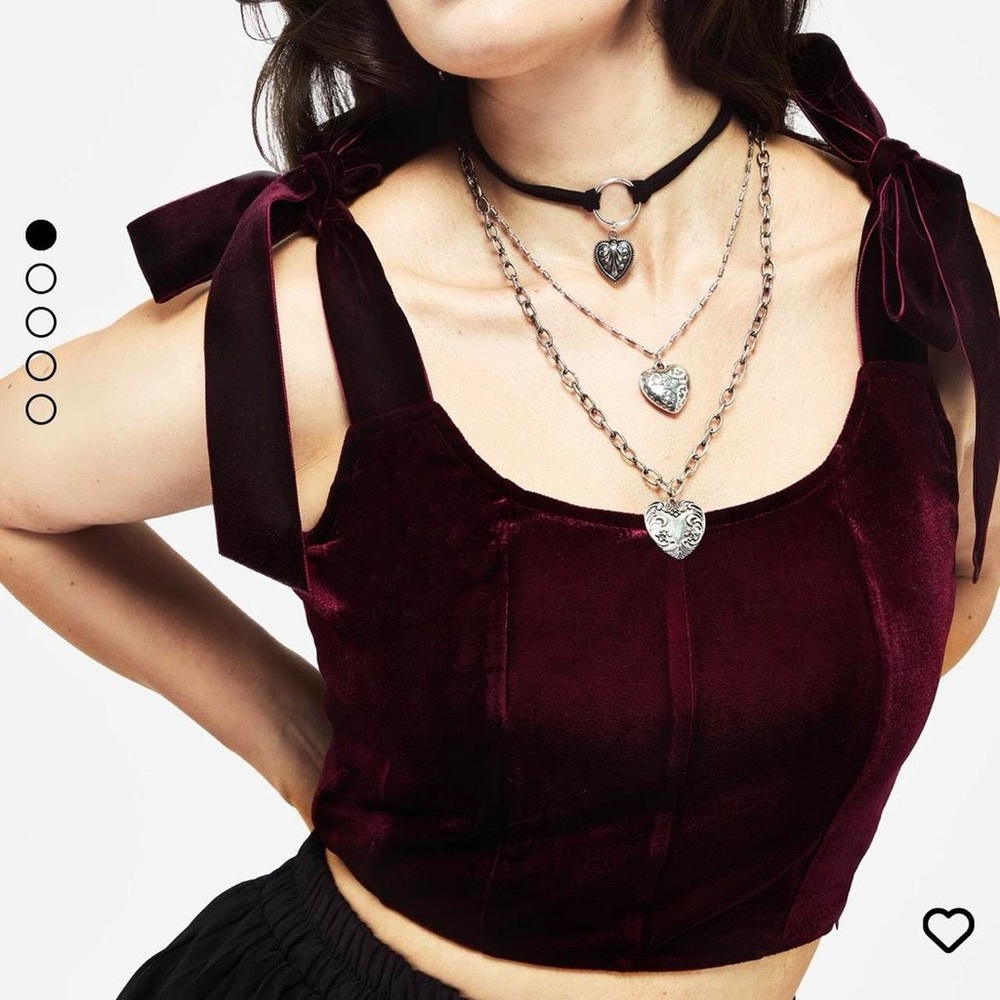 Disturbia Velvet Burgundy Crop Top with Bow Straps